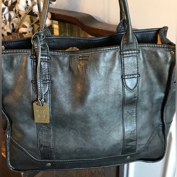 Frye Campus Dakota Leather Marbled Black Tote Shopper Shoulder Bag $378 - Picture 3 of 15
